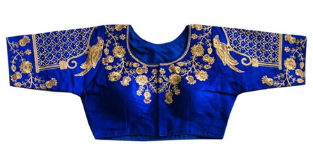 Vamika Blue Banglori Silk Embroidery Blouse For Women