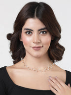 NVR Women's Gold-Polished Chain Transparent Beads Necklace