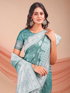 Shree Shyam Fashion Varnika Sea Green Linen Cotton Saree