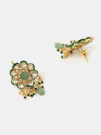 Ruby Raang Green-Gold Kundan Neck Piece With Matching Earrings And Maang Tikka - Distacart