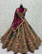 Jyoti Fashion Women's Multicolor Velvet Fancy Patch, Multi Thread Embroidered, Zircon Diamond, Sequins Work Wedding Lehenga Choli