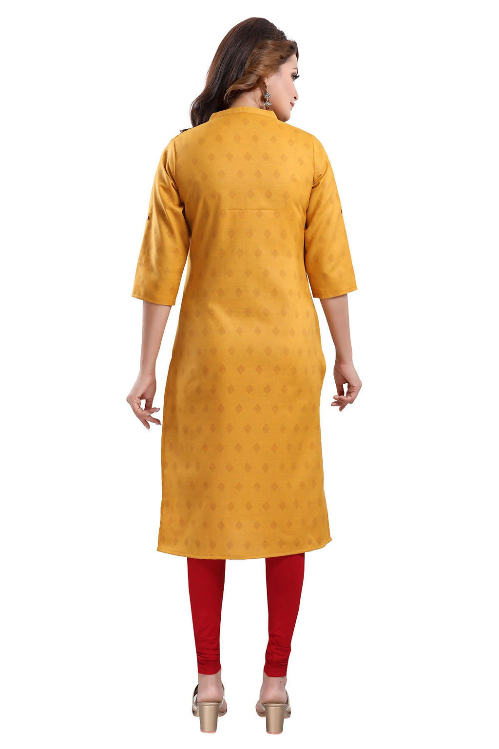 Snehal Creations Mustard Casual Cotton Printed Ladies Kurti - Distacart