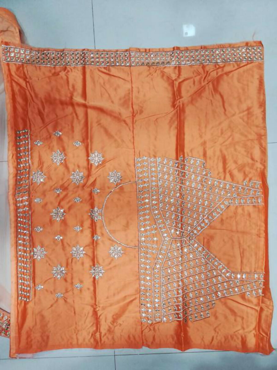 Jyoti Fashion Delightful Orange Sequins, Zari with Embroidered Devsena Silk Lehenga Choli with Dupatta