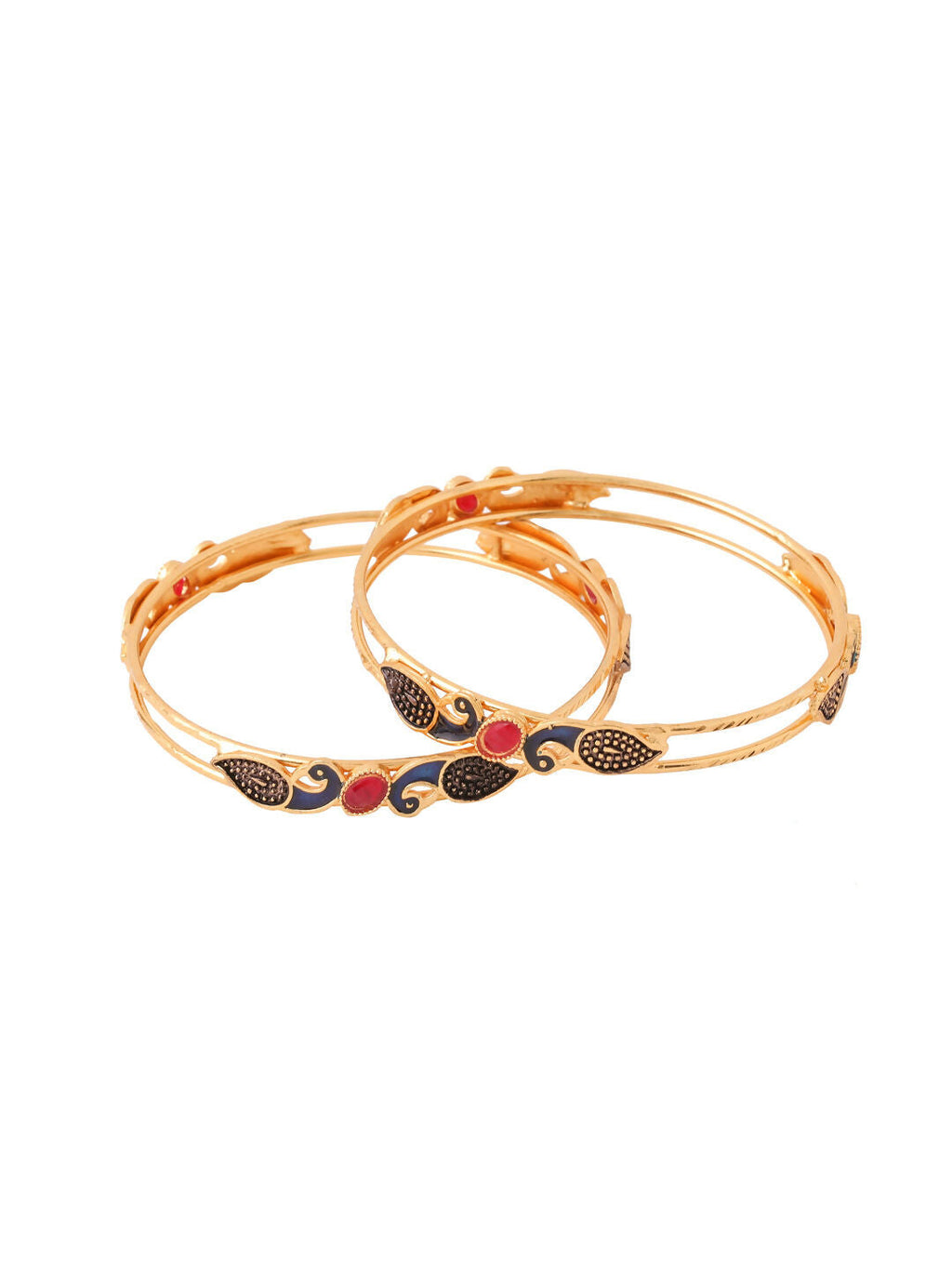 NVR Women Set of 2 Gold-Plated Traditional Daily Use Peacock Design Bangles - Distacart