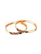 NVR Women Set of 2 Gold-Plated Traditional Daily Use Peacock Design Bangles - Distacart