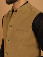Even Apparels Pure Wool Nehru Jacket - Beige