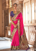 Sasquatch Socks Pink Soft V.P. Silk Magnum Finish, Weaving, Golden Zari Paithani Silk Saree - Rath Kadampalli