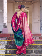 Shree Shyam Fashion Teal Soft Silk Saree - Distacart