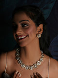 Kundan Choker with Studs Jewellery Set (silver) - Ruby Raang