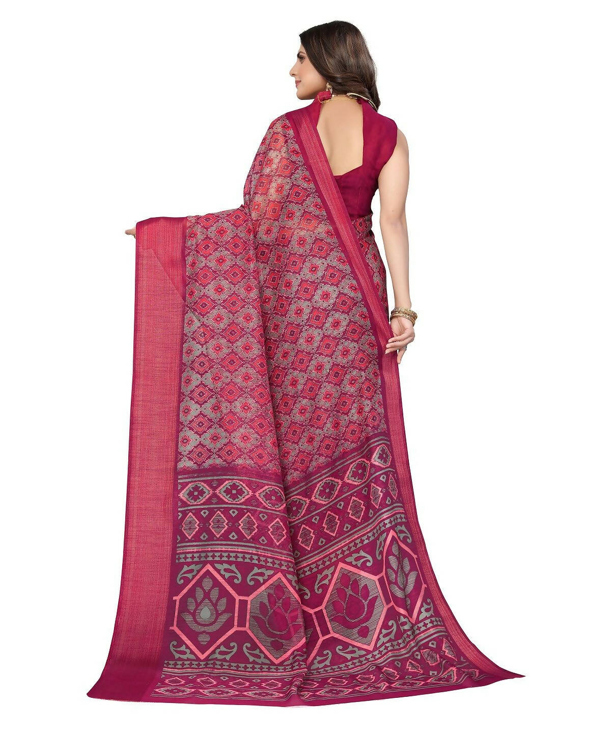 Vamika Cotton Pink Jari Border Bollywood Style Saree (VASU PINK) - Distacart