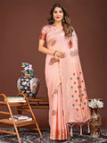 Shree Shyam Fashion Neerja Peach Linen Cotton Saree