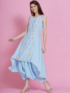Women Republic Powder Blue Hand Embellished Kurta With Harem Pants - Distacart