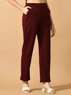 Myshka Women's Violet Straight Fit Party Trouser