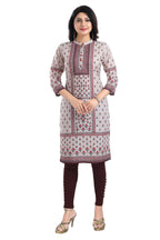 Snehal Creations Charming Cream Digital Print Cotton Slub Long Kurti Tunic - Distacart