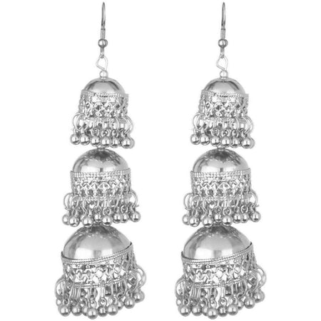 MS Fashion India Afghani Kashmiri Tribal Oxidized Dangle Long Earrings