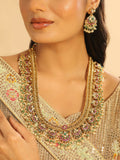 Nuyug 18K Gold Plated Estele Gold Tone Beaded Long Necklace Set