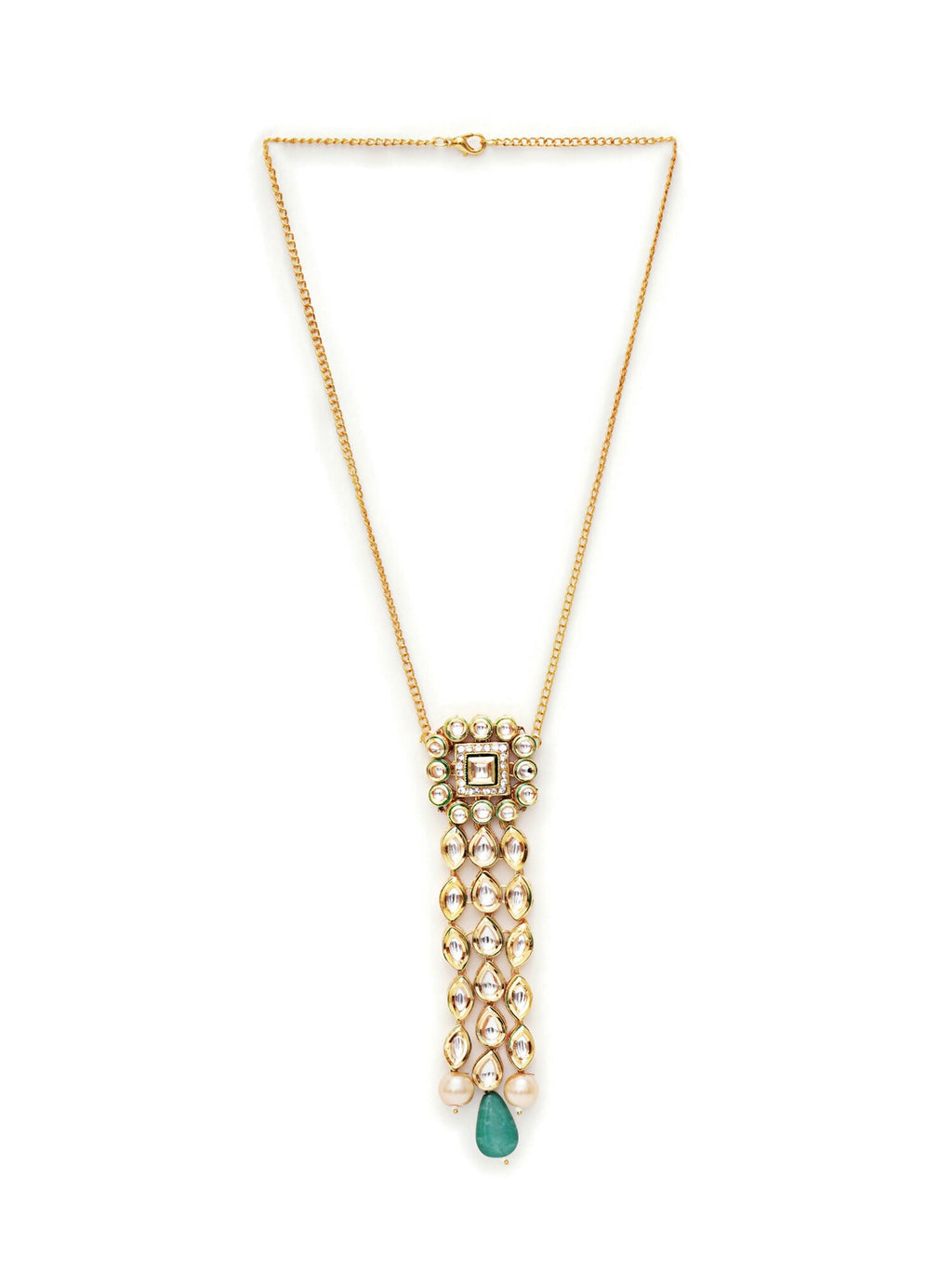 Kundan Necklace (Gold) - Ruby Raang