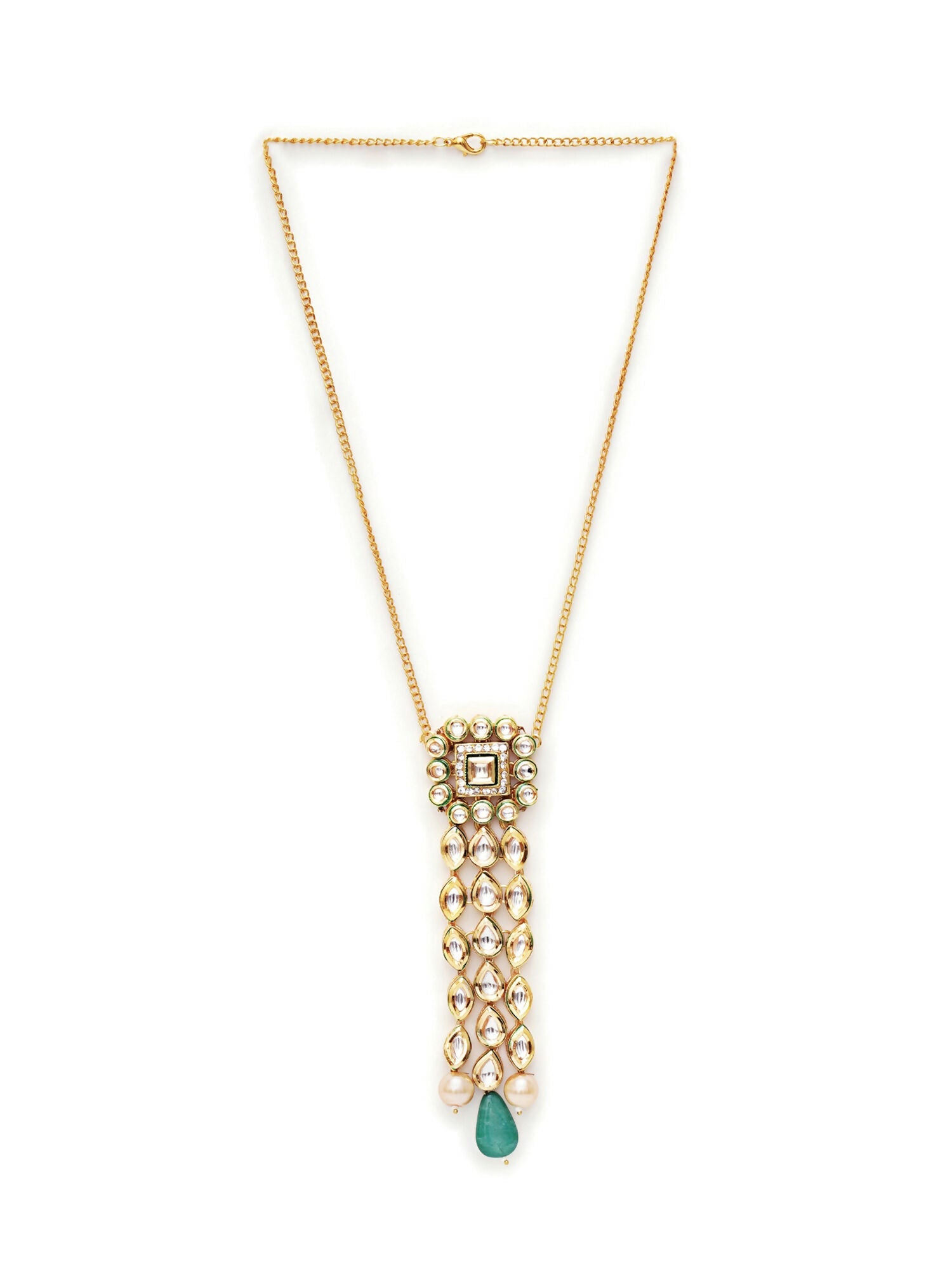 Kundan Necklace (Gold) - Ruby Raang