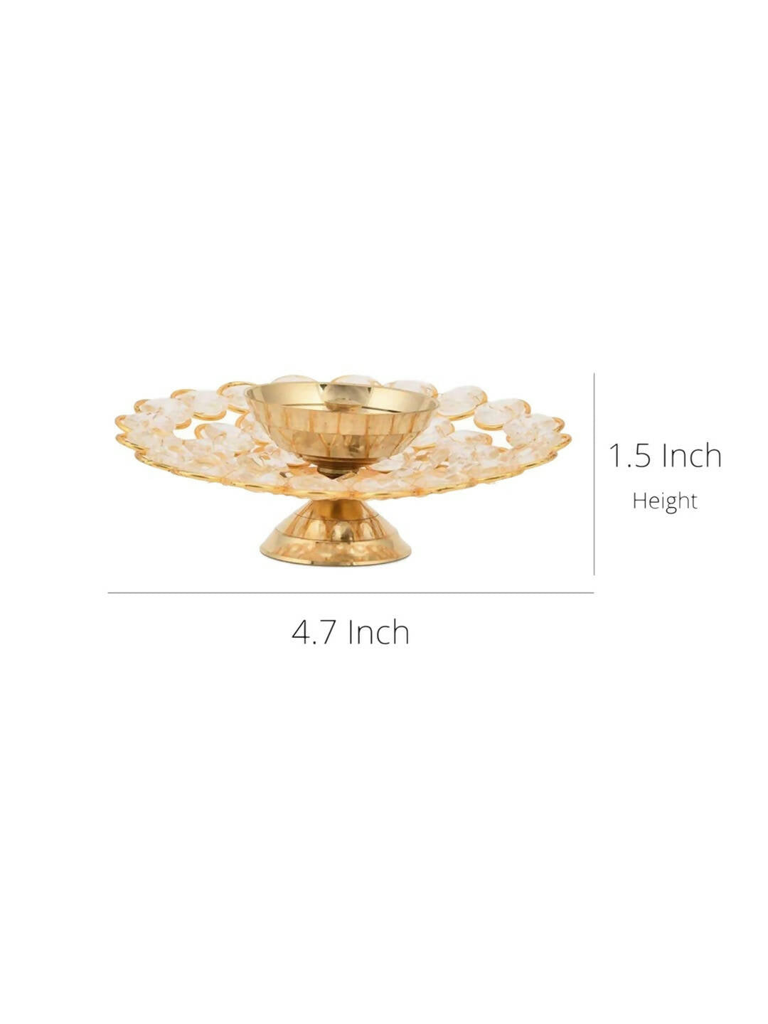 CraftVatika Gold-Toned Crystal Akhand Diya Oil Puja Lamp