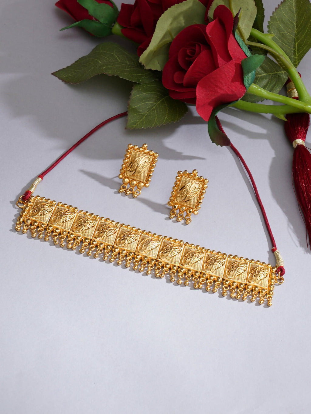 Gold plating jewellery set (Gold) - Ruby Raang