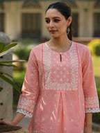 Juniper Women's Peach Cambric Floral Printed Tunic - Distacart