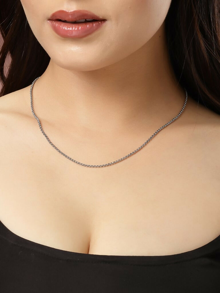 NVR Women's Silver-Toned German Silver Oxidised Chain