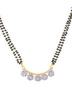 NVR Women's's Set of 2 Black Gold-Plated Beaded Mangalsutra With Ad Stone - Distacart