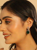Nuyug 18K Gold Plated Pear Drop Emerald Edge Necklace Set