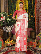 Shree Shyam Fashion Silk White Saree - Distacart