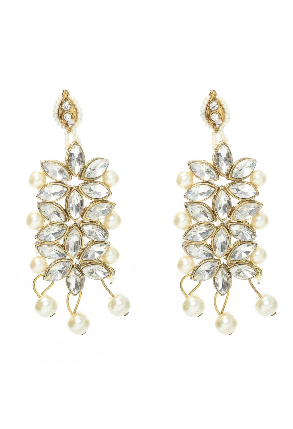 Mominos Fashion Johar Kamal Gold-Plated Rani Haar with White and Off white Pearls Jewellery Set - Distacart