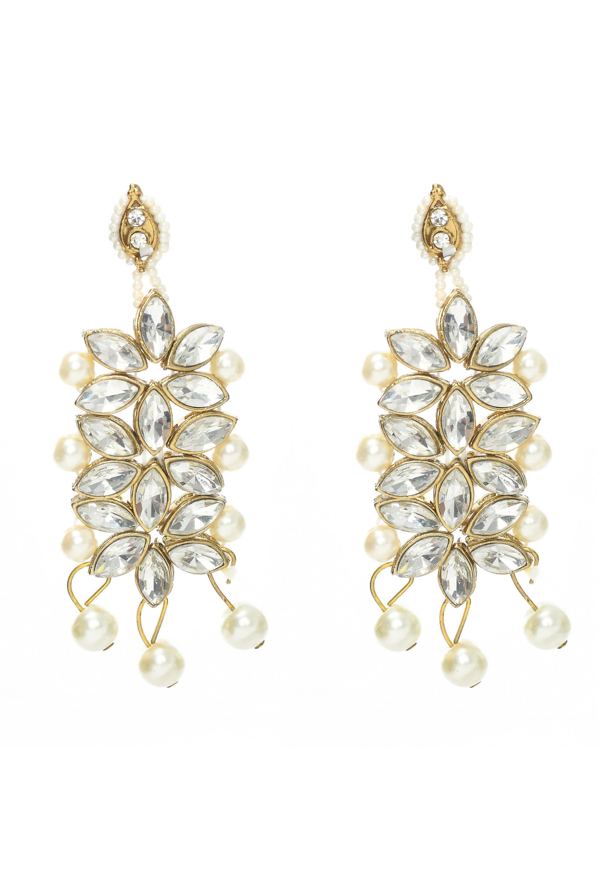 Mominos Fashion Johar Kamal Gold-Plated Rani Haar with White and Off white Pearls Jewellery Set - Distacart