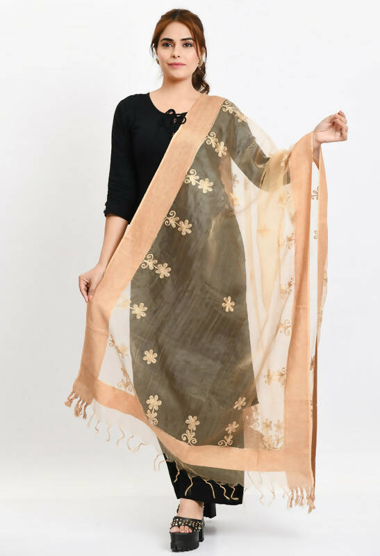 Mominos Fashion Moeza Women's Orgenza All Over Chikan Work Golden Dupatta - Distacart