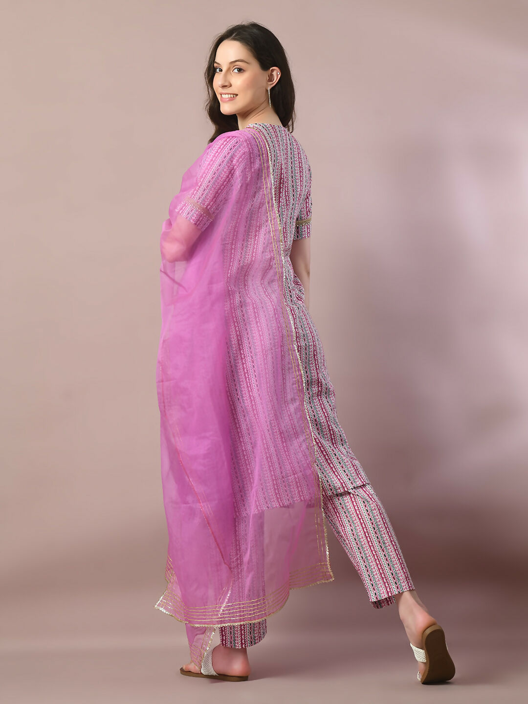 Myshka Women's Multi Printed Cotton Straight Party Kurta Set With Dupatta