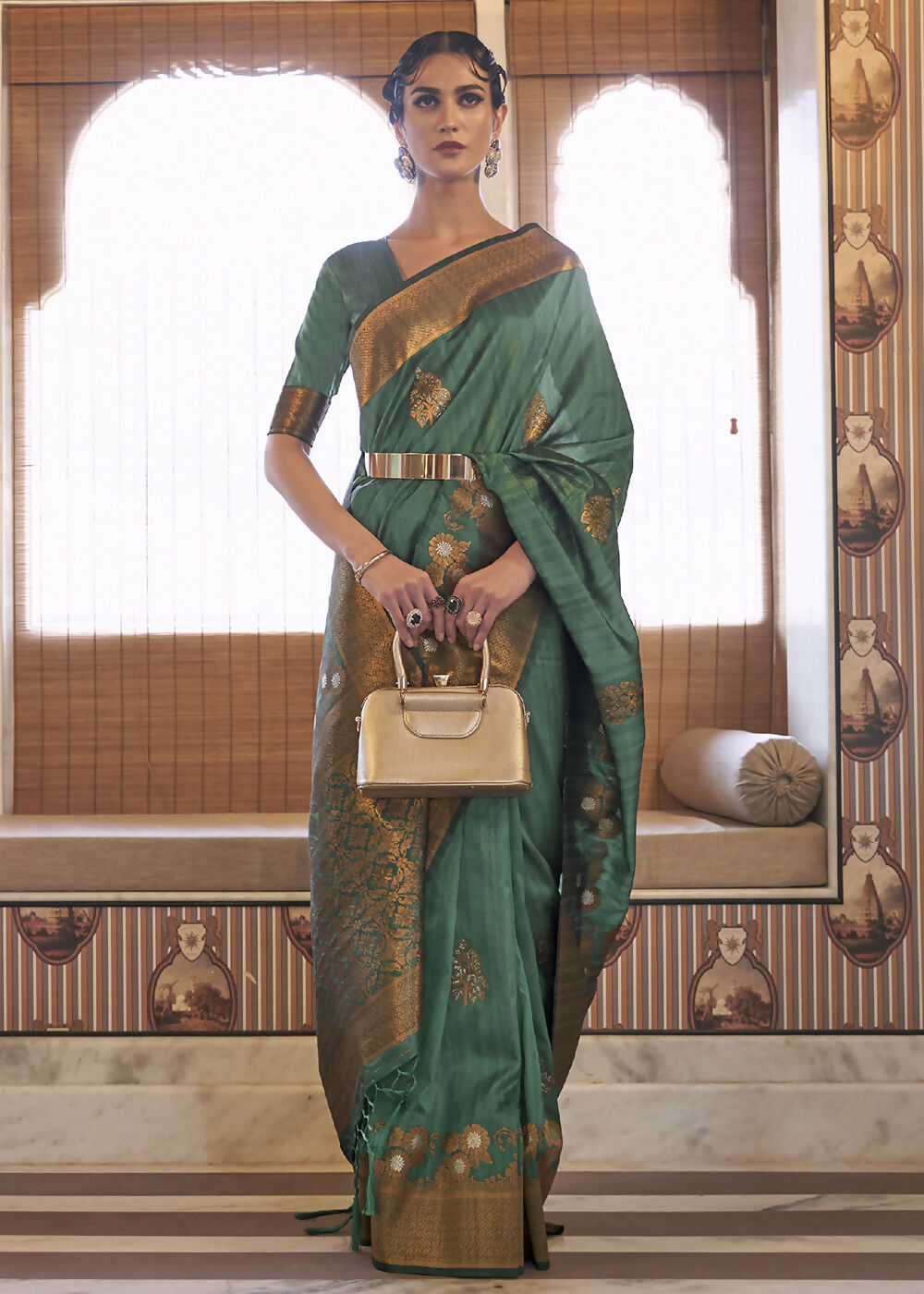 Unique Green Tussar Banarasi Silk Designer Saree - Emponline