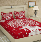 Vamika Printed Cotton Red Color Bedsheet With Pillow Covers (LEOC_SKHTY_RED)