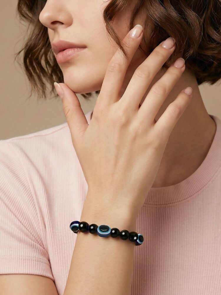 NVR Black Evil Eye Adjustable Bracelet for Men & Women - Distacart
