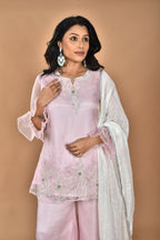 Morchari Women And Hand Embroidery Palazzo Set-Pink
