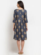 Rudra Bazaar Gold Boota Printed Grey Kurti - Distacart
