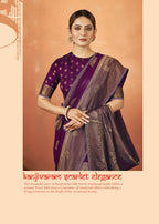 Purple Kanjivaram two tone Silk Woven Design Saree With Unstitched Blouse Piece - Norita Royal Pradha