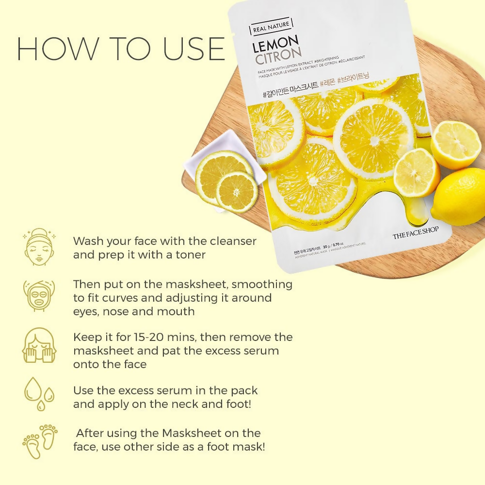 The Face Shop Real Nature Lemon Face Mask - Distacart