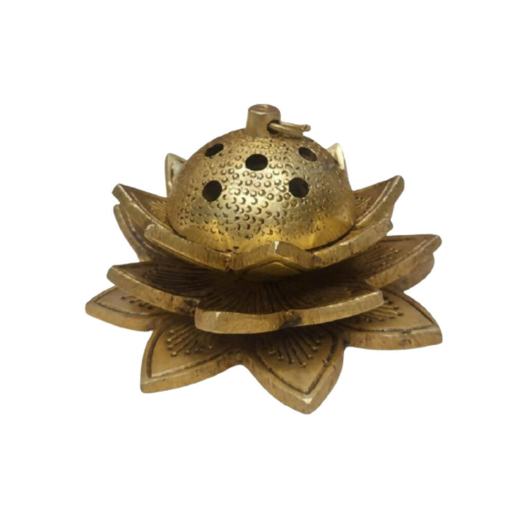 Tamas Brass Handcrafted Lotus Dhoop Stand with Antique Finish