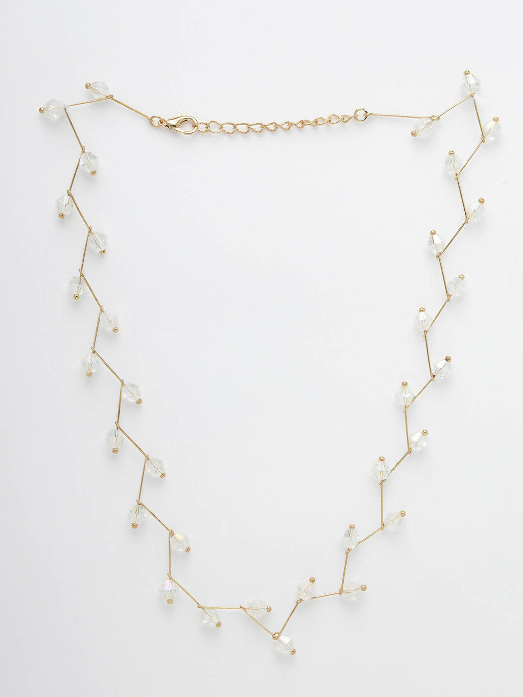 NVR Women's Gold-Polished Chain Transparent Beads Necklace