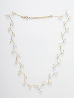 NVR Women's Gold-Polished Chain Transparent Beads Necklace