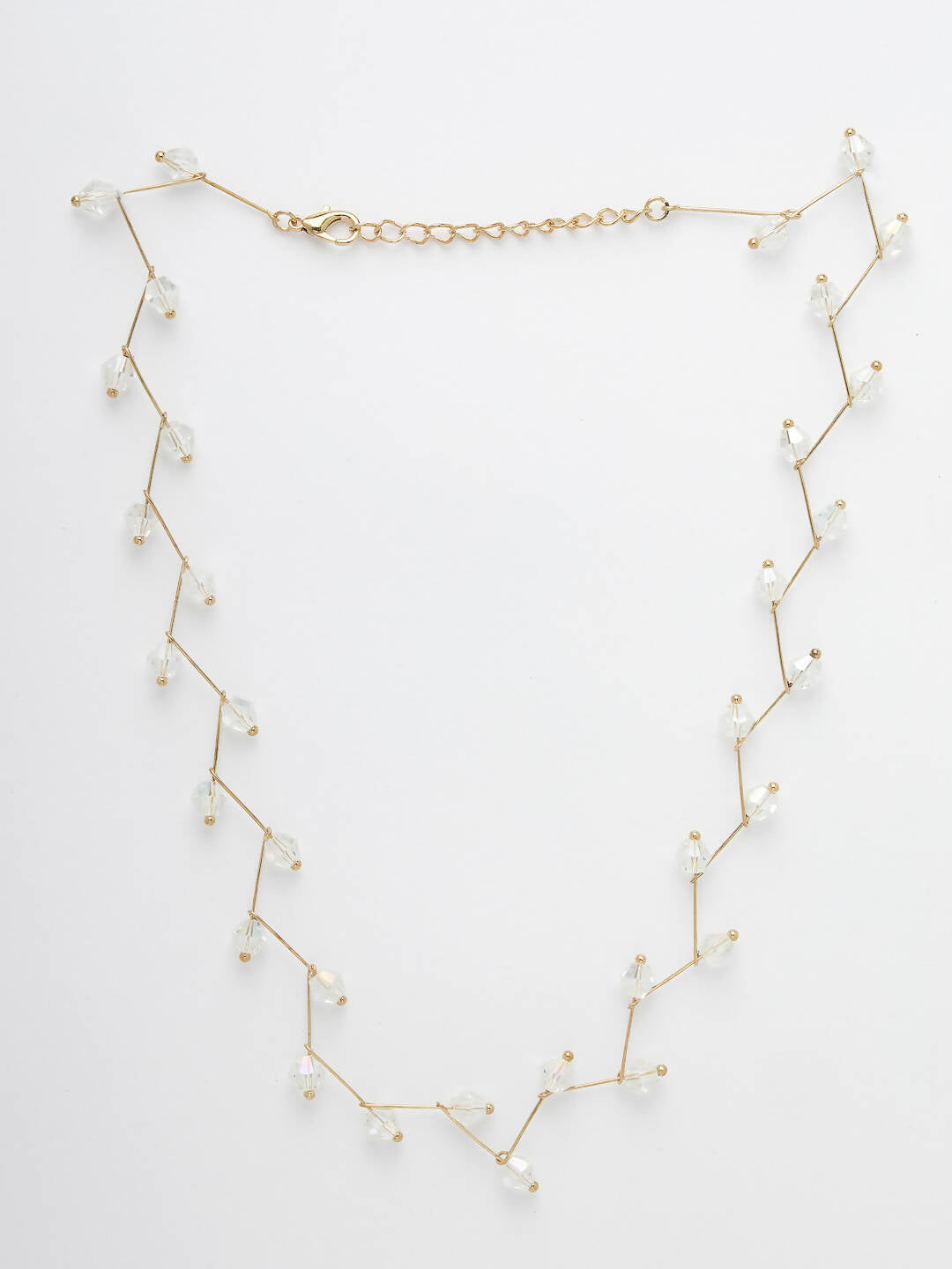 NVR Women's Gold-Polished Chain Transparent Beads Necklace