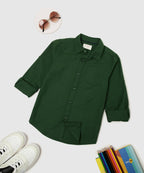 Manet Boys Full Sleeves Solid Shirt - Green