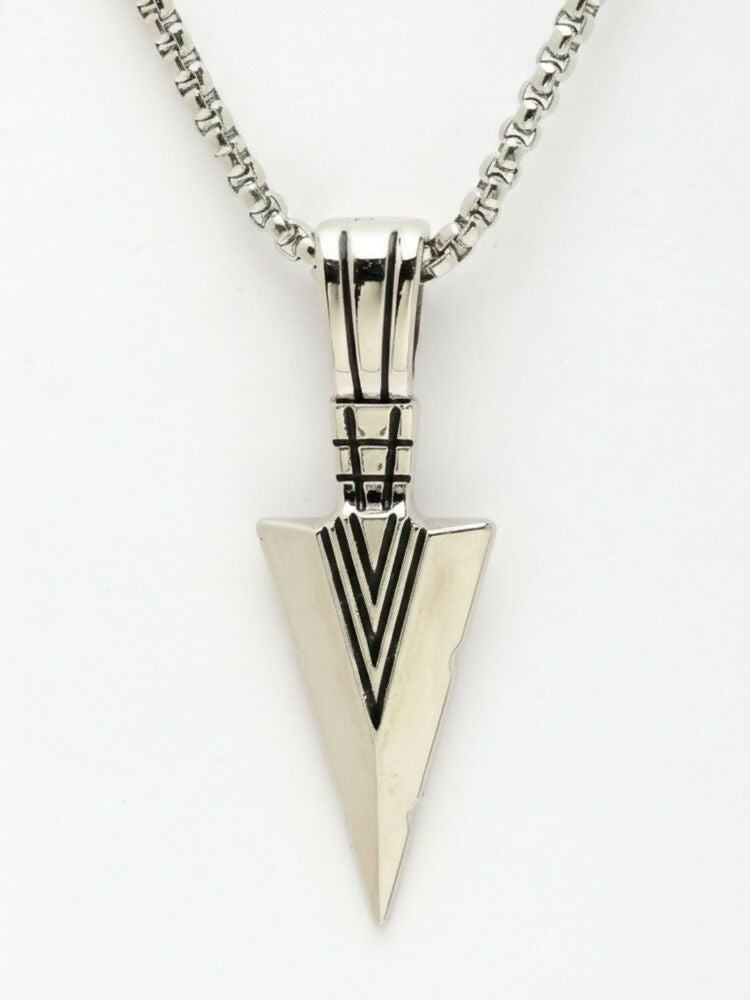 NVR Men's Arrow Shaped Silver Plated Pendant with Chain - Distacart