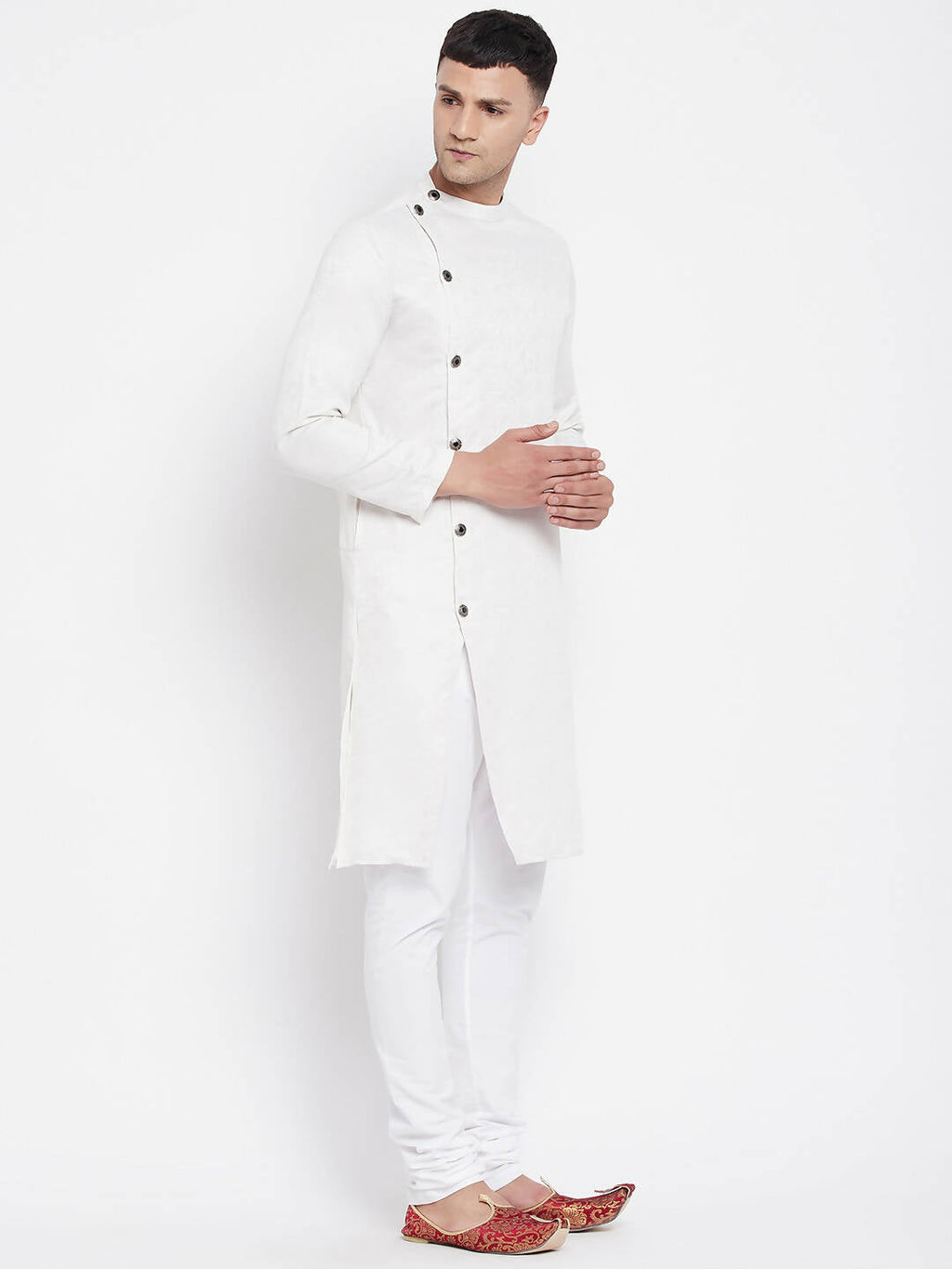 Even Apparels White Rayon Men's Sherwani Kurta With Asymetrical Cut - Distacart