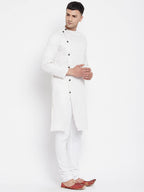 Even Apparels White Rayon Men's Sherwani Kurta With Asymetrical Cut - Distacart