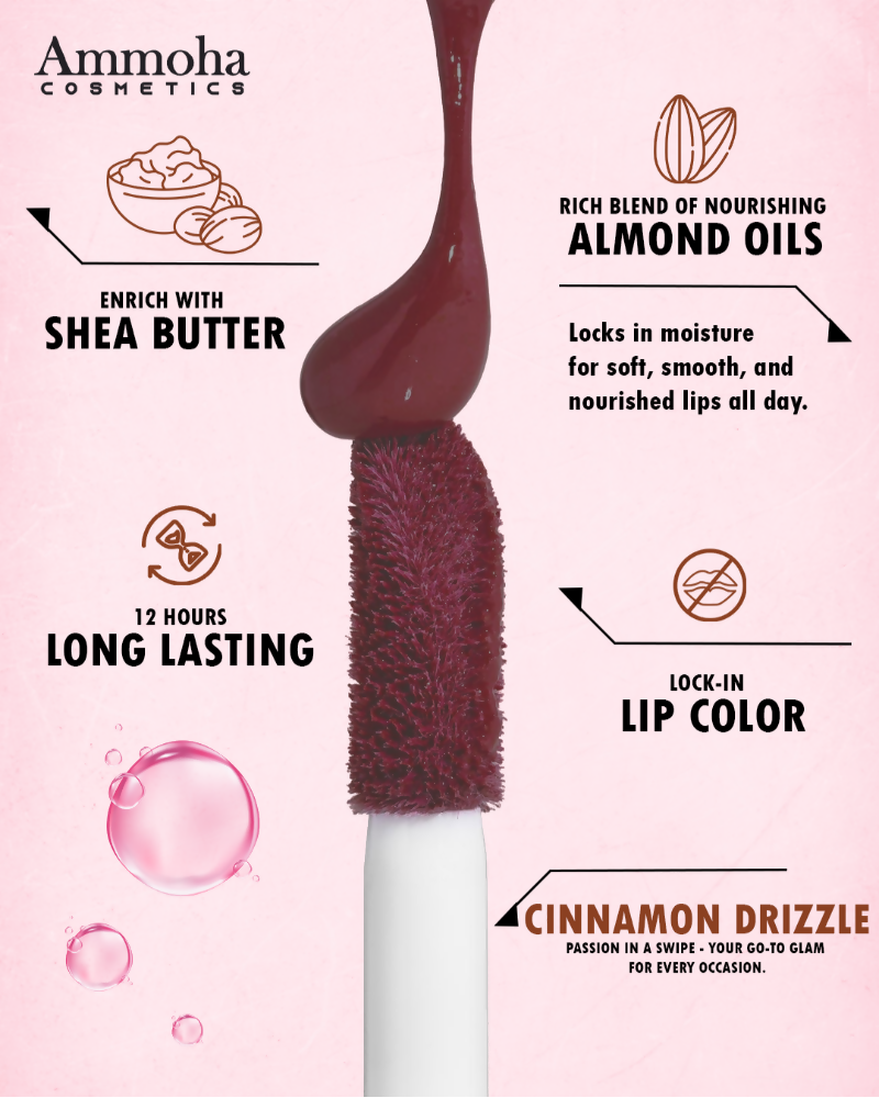 Ammoha Cosmetics Long-Lasting, Matte-Finished Cinnamon Drizzle Color Liquid Lipstick