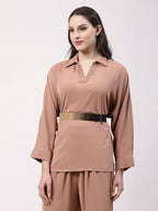 NVR Women Circular Gold-Polished Adjustable Broad Belt